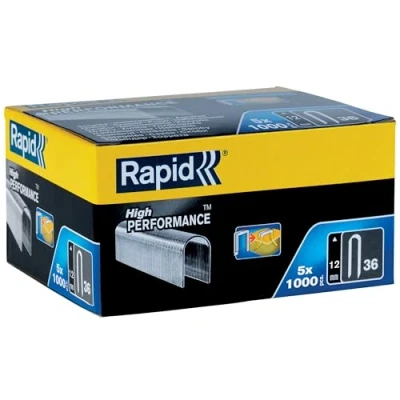 Imagen de Rapid Caja de Grapas Corona Redondeada para Cables Bajo Voltaje N.º36 Acero Galvanizado, 12 mm 5 x 1.000