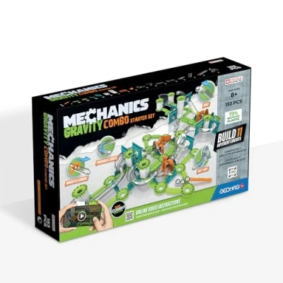 Imagen de Geomag Mechanics Gravity Recycled Combo Starter Set 153 Piezas, Juego Educativo y Creativo para Niños, Construcciones Magnéticas, Pack de Plástico Reciclado