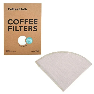 Imagen de Earthtopia 3 Pack de Filtros Café Reutilizables Tela 100% Cáñamo Bolsas Filtro y Eco Amigables Permanentes (Adecuado para Hario V60 03 Chemex FC 100)