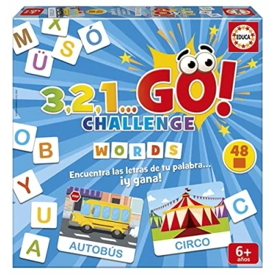 Imagen de Educa 3,2,1, GO Challenge Words, ¡Encuentra Las Letras de tu Palabra Antes Que Nadie con 48 Palabras y 150 mayúsculas, 2 A 5 Jugadores, Partir 6 años (19391)