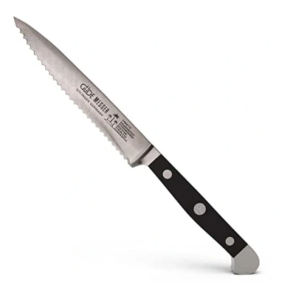 Imagen de Güde Solingen Cuchillo de Tomate con Sierra Forjado, 13 cm, Pom Negro, Alpha Doble virola, Hecho a Mano en Alemania, Chrome Steel