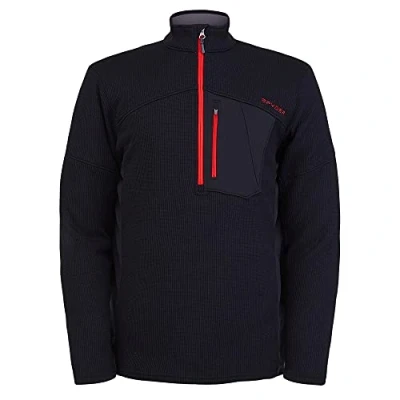 Imagen de Spyder Bandit Hybrid Chaqueta de capa media con cremallera 1/2 para hombre, color rojo negro, talla S