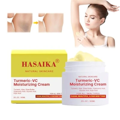 Imagen de HASAIKA® Crema Facial de Cúrcuma, Blanqueadora Piel, Cúrcuma Correctora, Hidratante para Zonas Íntimas, Axilas, Cuello, Rodillas, Codos