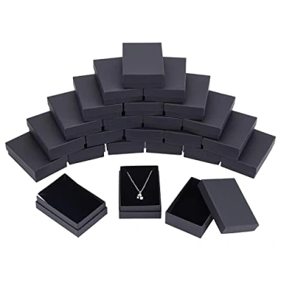 Imagen de NBEADS 60 piezas Juego de Cajas Joyería Cartón para Collares, Pendientes Y Anillos, Rectangular, Negro, 9 X 6,5 2,8 Cm