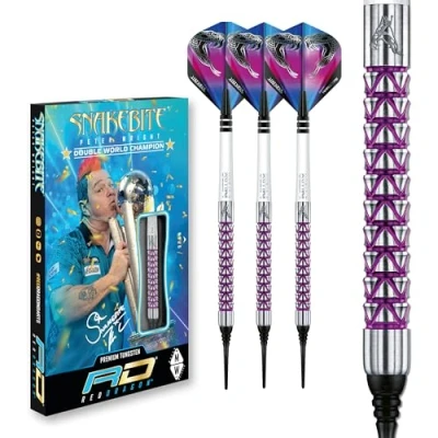Imagen de RED DRAGON Peter Wright Snakebite Vyper 20g Peso Barril, 22g Total Softip Tungsten Darts con Flights y Ejes