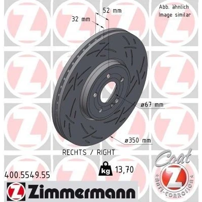 Imagen de ZIMMERMANN 400.5549.55 Disco de freno 350 32 6/5 5 112 ventilación interna, ranurado revestido MERCEDES BENZ: Clase A, CLA Coupé, GLB
