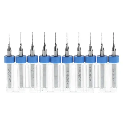 Imagen de 10 brocas micro de carburo tungsteno 0,5 mm a 2,5 para placa circuito impreso