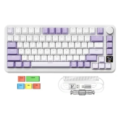Imagen de MAMBASNAKE x Attack Shark X85PRO Teclado Mecánico con Junta, para Juegos 75% Inalámbrico TFT Screen y CNC Knob, 2,4Ghz/BT5.1/USB C, 5 Layer Padding, Hot Swap Linear Switch,para PC,Mac,QMK