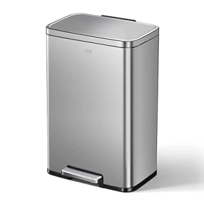 Imagen de EKO cubo de basura 50l Madison, cocina Acero Inoxidable 50L, Pedal y Cierre Suave