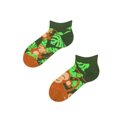 Imagen de Dedoles Calcetines Unisex Hombre Mujer y Niños Algodón muchos diseños divertidos Fútbol Bicicleta diferente izquierda derecha, color: Verde, diseño: Mono pequeño (tobilleros), tamaño: 27 30