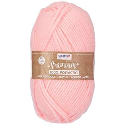 Imagen de Glorex Lana prémium de 100% acrílico, fácil Trabajar, versátil, cálida, Suave, no Pica, 50 g, Aprox. 140m Rosa, 140