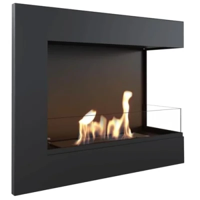 Imagen de KRATKI Chimenea esquinera Delta, biochimenea 600 x 280 mm, de Pared con acristalamiento 4 Ideal para Interiores Abiertos y Modernos, Certificado TÜV Rheinland, Abierta a la Derecha