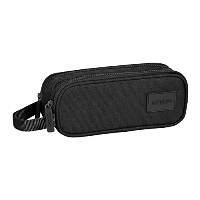 Imagen de Safta Portatodo Doble Niño, Estuche Infantil, Ideal para Niños en Edad Escolar, Cómodo y Versátil, Calidad Resistencia, 21x6x8 cm, Color Negro