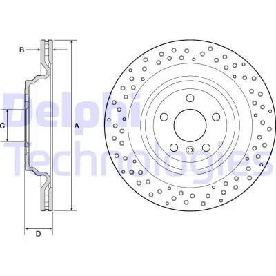 Imagen de DELPHI BG4699C Disco de freno 345 22 5 ventilado revestido altamente carbonizado sin cojinete rueda, anillo sensor ABS MERCEDES BENZ: Clase ML