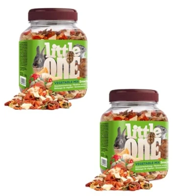 Imagen de Little One Vegetable Mix Snack Paquete Doble 2 x 140 g Alimento complementario para roedores y Conejos Enanos Mezcla compuesta por Siete Tipos de Verduras deshidratadas