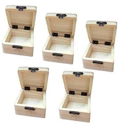 Imagen de caja de madera con tapa, 8 x 4,5 cm, madera, embalaje simple natural, almacenamiento, regalo, 5