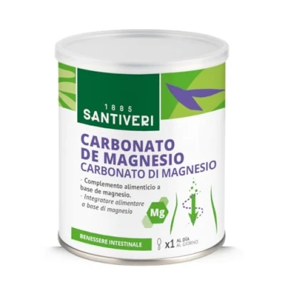 Imagen de SANTIVERI Carbonato de Magnesio en Polvo, Contribuye al Bienestar Intestinal, funcionamiento normal huesos, dientes, músculos y sistema nervioso Disminuye el cansancio la fatiga 110 gr