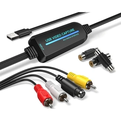Imagen de Convertidor VHS a digital, tarjeta de captura USB 2.0 1080p, convierte VHS, Mini DV, Hi8, DVD y VCR digital para Mac/Windows