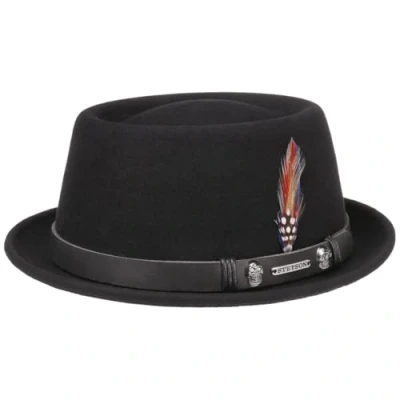 Imagen de Stetson Sombrero Pennsylvania Pork Pie Mujer/Hombre de Hombre Fieltro Outdoor con Banda Piel Otoño Primavera Invierno Verano Verano/Invierno L (58 59 cm) Negro
