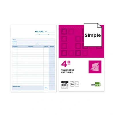 Imagen de Talonario liderpapel facturas cuarto original t117 sin i.v.a