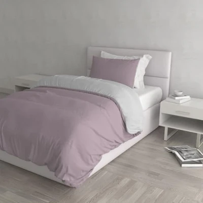 Imagen de Italian Bed Linen Natural Doble Color y Funda de Almohada, 100% Algodón, Petroleo/Gris Claro