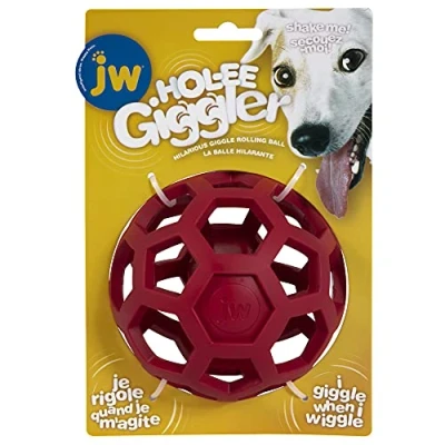 Imagen de JW HOL EE Pelota para Perros con Sonido de Risa, Juguete Interactivo Perros, Color Rojo