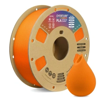 Imagen de OVERTURE PLA Filamento de 1.75 mm Para Impresora 3D PLA, Carrete Cartón 1 kg (2.2 lbs), Precisión Dimensional +/ 0.02 mm(Naranja)