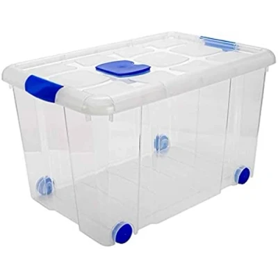 Imagen de AC Caja de ordenación plástico Transparente N.º 4 Contenedor para almacenar Juguetes, Libros, Ropa, Mantas Capacidad 55 litros Dimensiones Aprox.: 59 x 40 35 cm