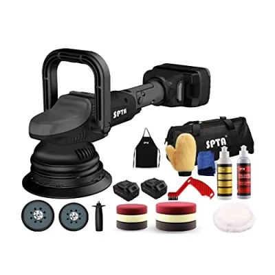 Imagen de pulidora coche, a batería, Máquina Pulidora, 20V 125mm 18V Excentrica, inalambrica 2x Batería Li on 4.0Ah, 6x Esponja pulir Coche