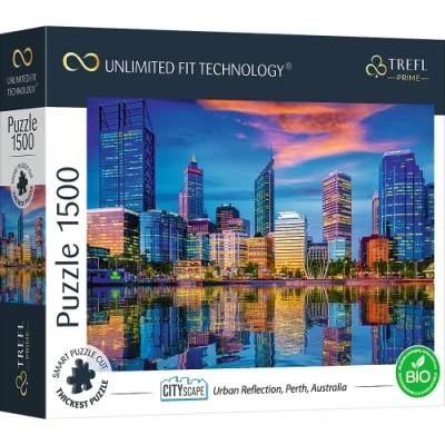 Imagen de Trefl Prime UFT Puzzle Cityscape: Urban Reflection, Perth, Australia 1500 Piezas, Cartón Más Grueso, Bio, Eco, Paisaje Urbano, Rascacielos, Entretenimiento para Adultos Y Niños Mayores De 12 Años