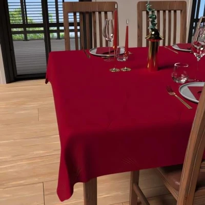 Imagen de Soleil d&#039;ocre Mantel Luxury Cuadrado Antimancha, Rectangular, Rojo, 150 x 250 cm