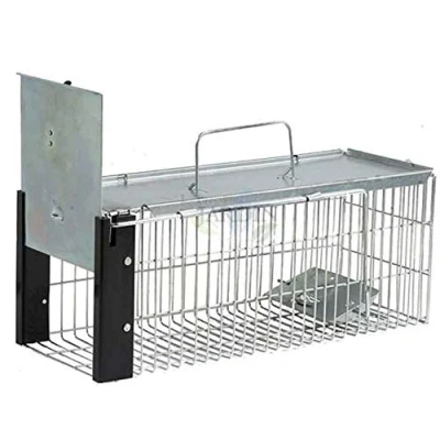 Imagen de Suinga Trampa Animales Vivos Reutilizable 41x16x17 cm para en Jaula galvanizada Conejos, Gatos, Ratas y roedores, Gris