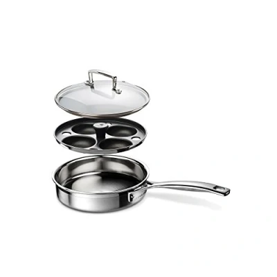 Imagen de Le Creuset Sartén antiadherente con accesorio para escalfar, 20 x 5 cm, Acero inoxidable 3 Ply, 96204220001000