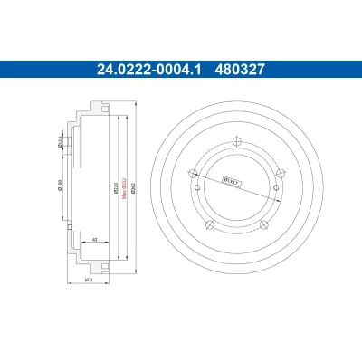 Imagen de ATE 24.0222 0004.1 Tambor de Freno 262,0mm SUZUKI: Jimny SUV