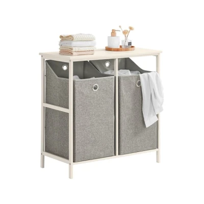 Imagen de SoBuy BZR57 W Cesto para Ropa Sucia con 2 Compartimientos Extraíbles Mueble Organizador Lavadora 77 x 38 80 cm ES, blanco
