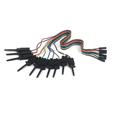 Imagen de Ytian 10 piezas Dupont hilo USB lógico analizador de gancho prueba agarrber cables puente y pines interfaz ideales para experimentos electrónicos (negro)