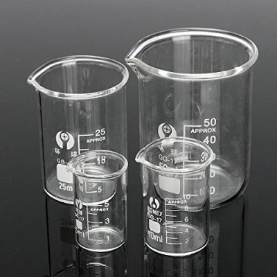 Imagen de EsportsMJJ 4Pcs Graduó El Vaso De Vidrio Borosilicato 5Ml 10Ml 25Ml 50Ml Fijó La Cristalería Volumétrica Del Laboratorio