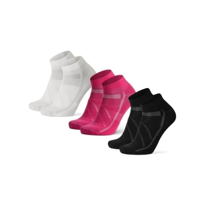 Imagen de DANISH ENDURANCE Calcetines de Ciclismo Bajos, Acolchados y Transpirables, Hombres Mujeres, 3 Pack Multicolor (1xBlanco, 1xRosa, 1xNegro) 35 38