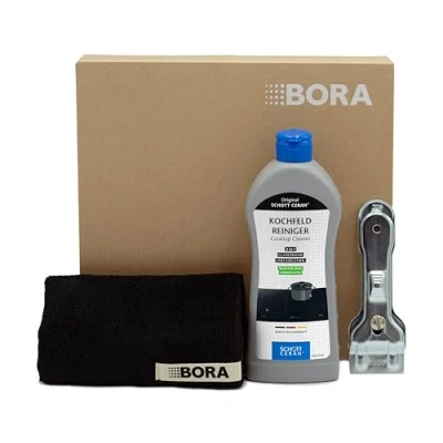 Imagen de BORA limpiador para placas vitrocerámicas, set de limpieza incl. rascador y paño microfibra, 300 ml vitrocerámicas inducción