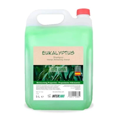 Imagen de Intercabo Garrafa de 5 Litros Champu Eucalipto Shampoo natural para Hospedajes Champú todo tipo Cabello Hidratación Profunda y Reparación del