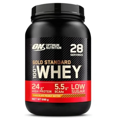 Imagen de Optimum Nutrition Gold Standard 100% Whey, Proteína en Polvo con Glutamina Natural y Aminoácidos BCAA, Sabor Double Rich Chocolate, 146 Dosis, 4.53 kg