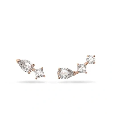 Imagen de Swarovski Pendientes Attract para Mujer, Asimétricos, Baño Tono Oro Rosa, Cristales Blancos, Colección de