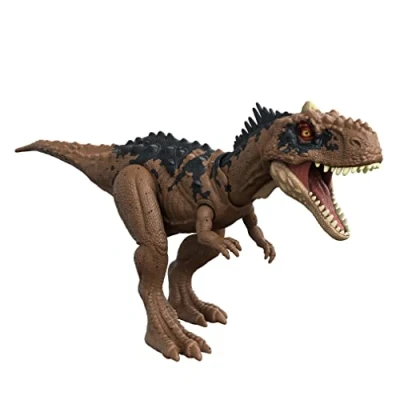 Imagen de Jurassic World Rajasaurus Ruge y Golpea, dinosaurio de juguete con movimientos sonidos, regalo para niños +4 años (Mattel HDX35)