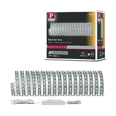 Imagen de Paulmann 70829 Juego básico de strip MaxLED 500 10 m 2700 K blanco cálido LED sin recubrimiento 53,5 W tira luz 5500 lm 72 24 V
