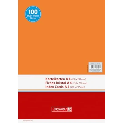 Imagen de Brunnen Paquete de 100 fichas (A4, horizontal, 180 g/m², sin rayas), color naranja