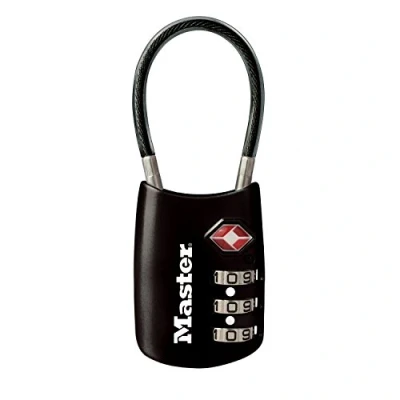 Imagen de Master Lock 4688D Accepted Set Your Own Combination Candado para equipaje aprobado por la TSA, negro, 1 paquete