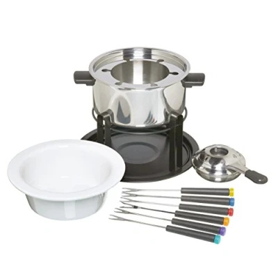 Imagen de KitchenCraft Juego de Fondue 3 en 1 con Tenedores Codificados por Colores (para Chocolate, Carne y Queso)