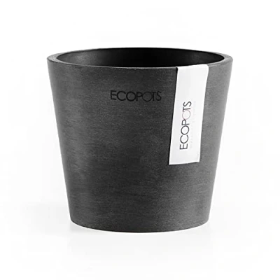 Imagen de Mini maceta de plástico reciclado Ashortwalk ECOPOTS Amsterdam., negro, D10.5 x H9.2cm