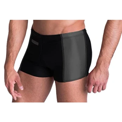 Imagen de Aquarti Bañador de Hombre Tipo Boxer con Bolsillo, Negro/Gris, 6XL