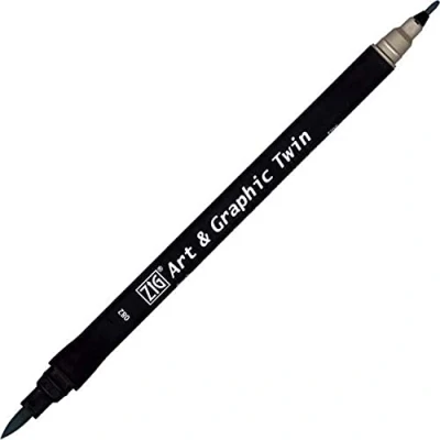 Imagen de Kuretake ZIG Art and Graphic 082 Rotulador de punta doble, color gris